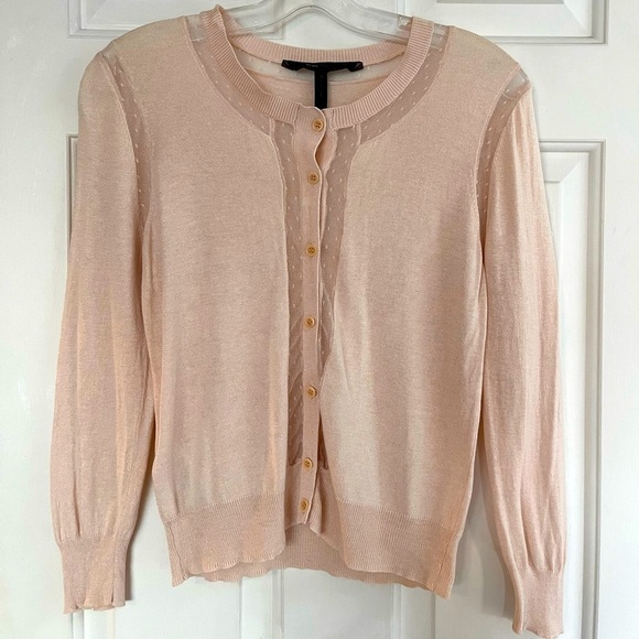 BCBG MAXAZRIA Glenna Silk Blend Lace Cardigan S Corozo - Picture 2 of 14